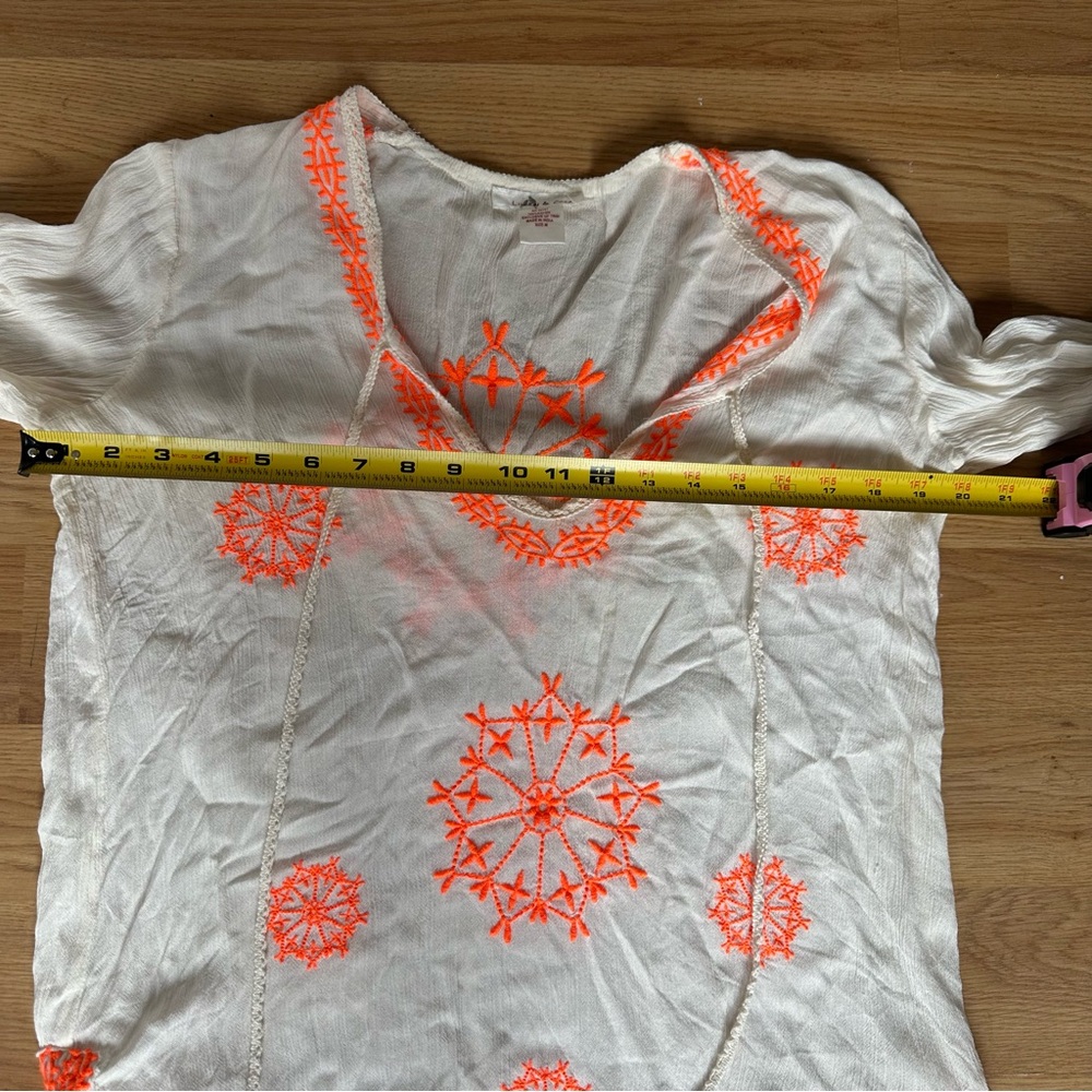 Women's Cream Tunic with Orange Embroidery Medium - Picture 10 of 11